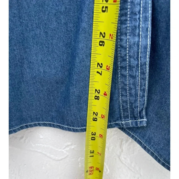 Avenue Womens Long Sleeve Embellished Button Down Denim Shirts Blue Sz XL - Picture 9 of 14